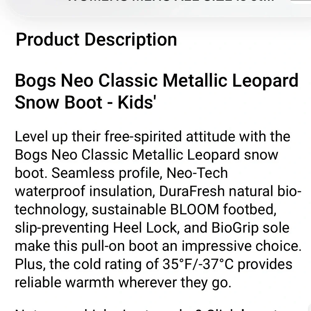 Bogs Neo Classic Metallic Leopard Snow Boot Youth 6 NEW